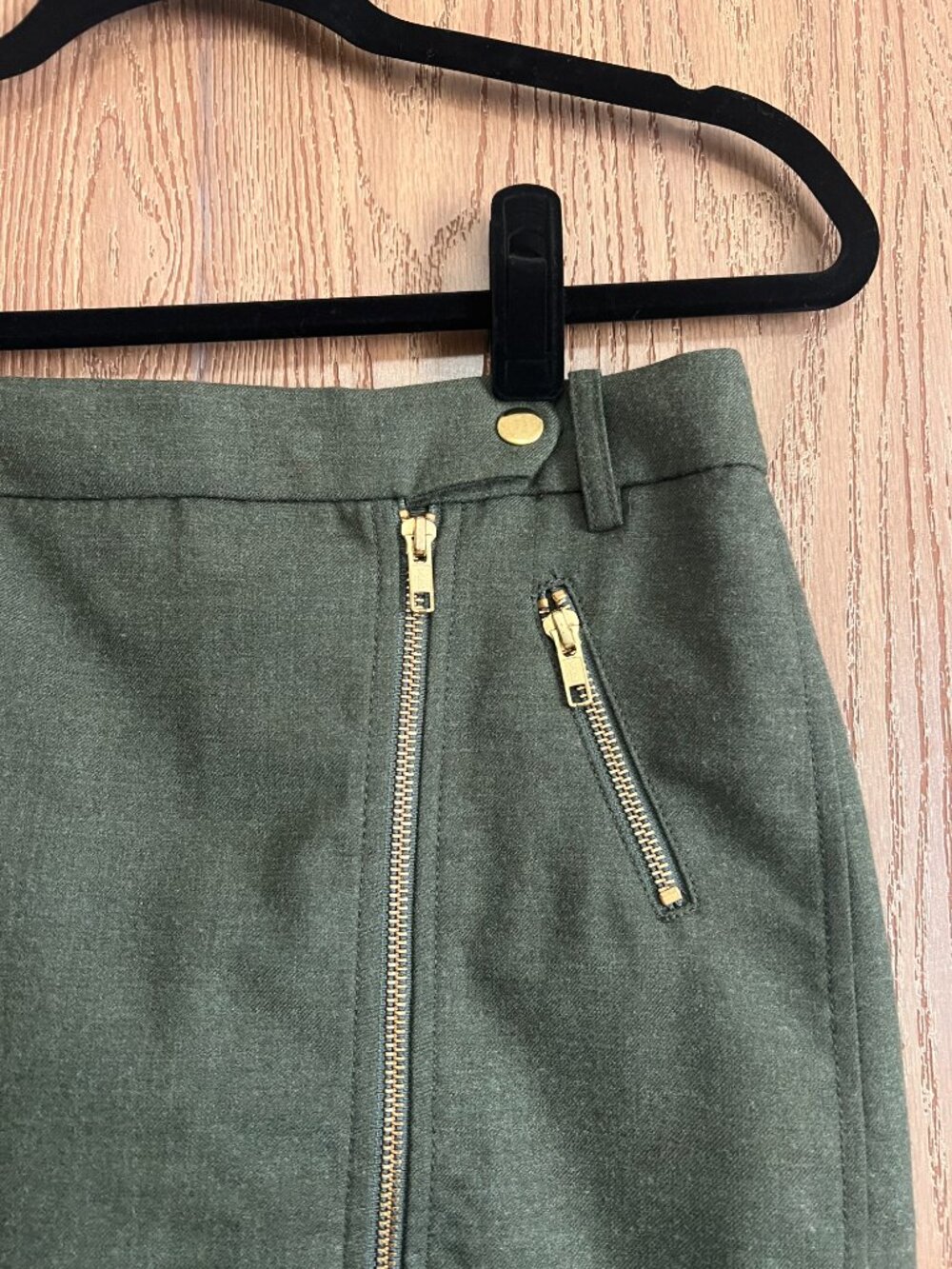 J.Crew Wool Blend Olive Green Mini Skirt Size 4 - Picture 5 of 7